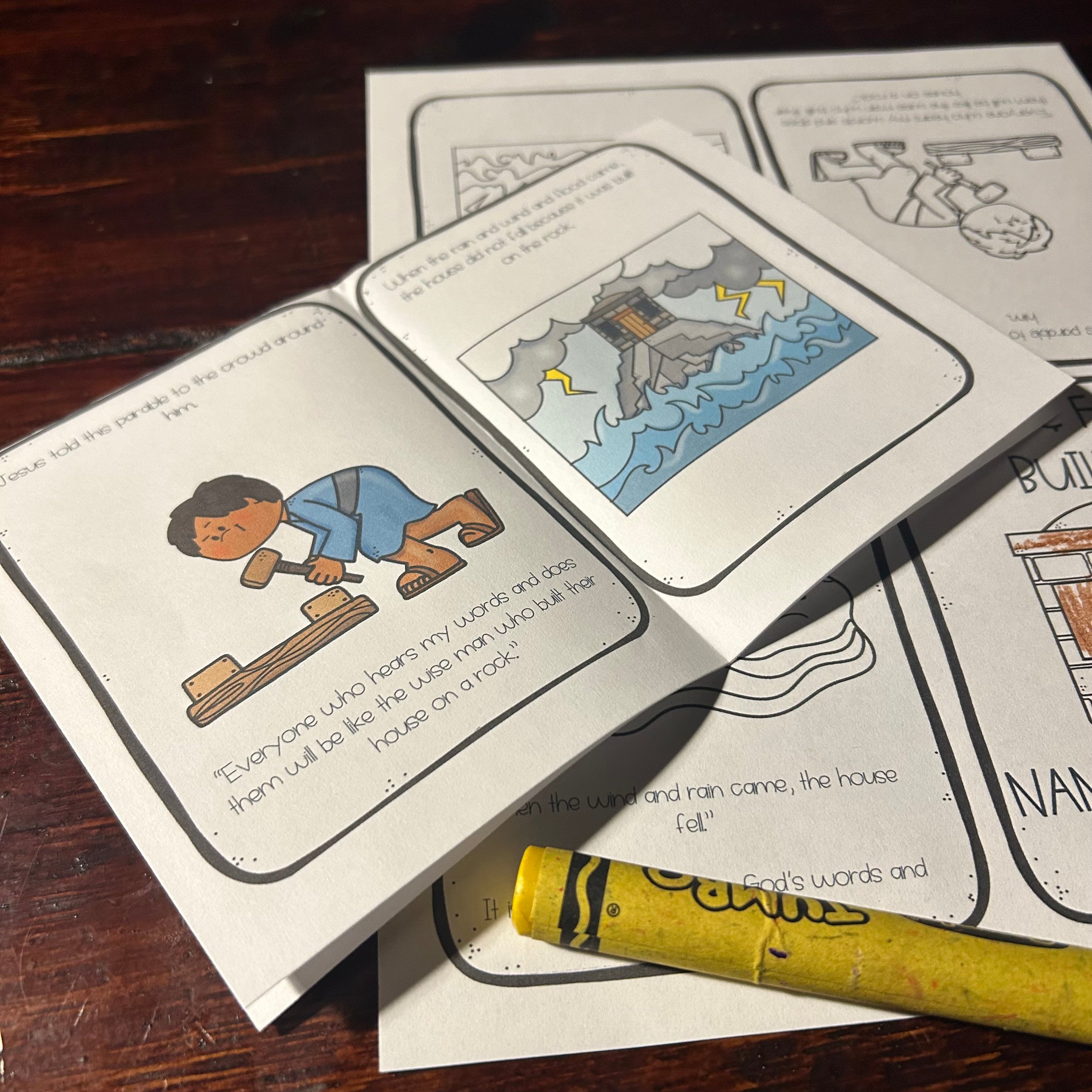 Wise and Foolish Builders Bible Lesson for Preschool | Mini Book Printable
